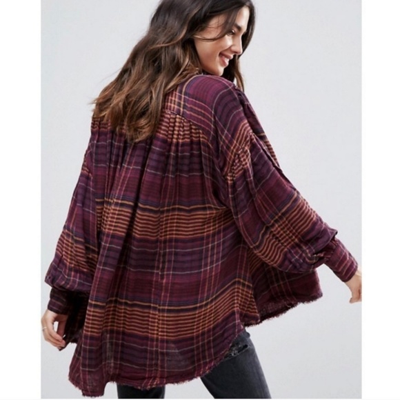 Free People plaid top oversized flowy - Picture 8 of 8
